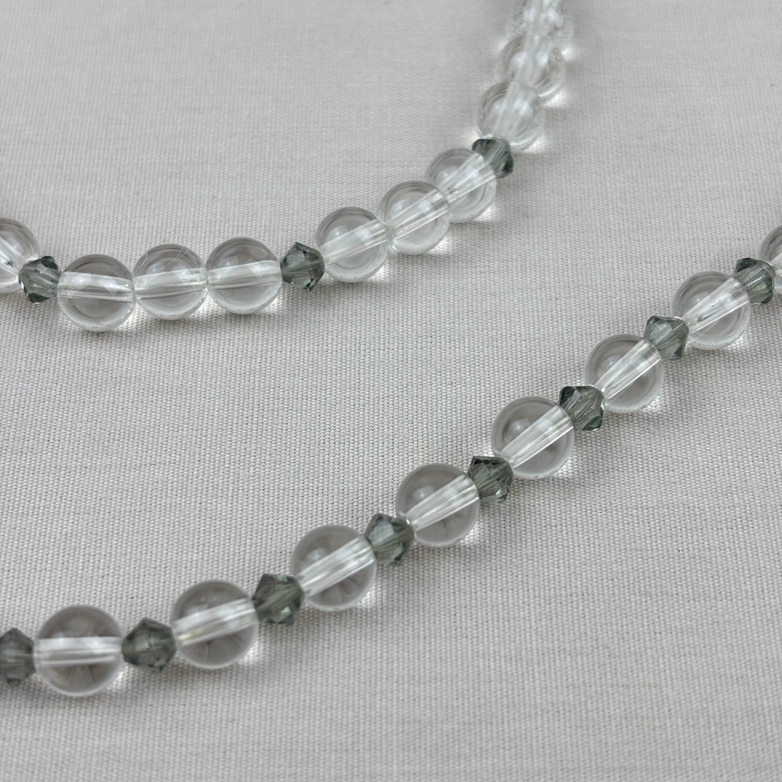 Clear Quartz Faceted Gray Crystal Bracelet Necklace Set 925 Silver 18$